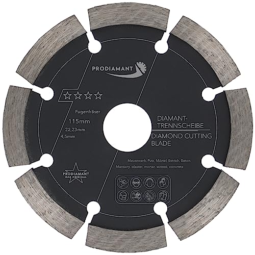 PRODIAMANT Fugenfräser ø 115 mm Breite 4,5mm für Mörtel Beton Mauerwerk und Putz 10mm Diamantsegment Profiqualität PRODIAMANT Fugenfräser ø 115 mm Breite 4,5mm für Mörtel Beton Mauerwerk und Putz 10mm Diamantsegment Profiqualität von PRODIAMANT