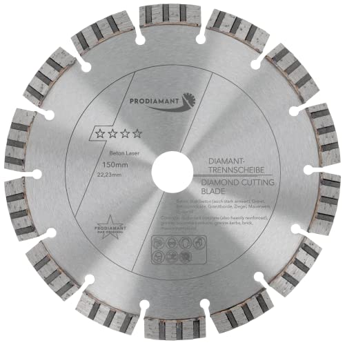 PRODIAMANT Laser Diamanttrennscheibe 150mm x 22,23 Beton Stahlbeton Stein und Ziegel Diamant Turbo-Segmente lasergeschweißt PRODIAMANT Laser Diamanttrennscheibe 150mm x 22,23 Beton Stahlbeton Stein und Ziegel Diamant Turbo-Segmente lasergeschweißt von PRODIAMANT