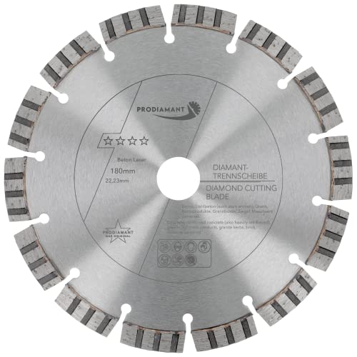 PRODIAMANT Laser Diamanttrennscheibe 180mm Beton Stahlbeton Stein und Ziegel Diamant Turbo-Segmente lasergeschweißt von PRODIAMANT
