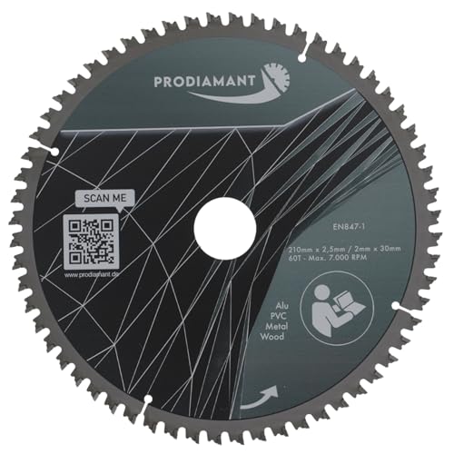 PRODIAMANT Multi Sägeblatt 210 x 30 mm Hartmetallsägeblatt für Holz, Alu, Kunstoff und Laminat mit HM TCT Zähnen für Tischsäge Kappsäge und Kreissäge PRODIAMANT Multi Sägeblatt 210 x 30 mm Hartmetallsägeblatt für Holz, Alu, Kunstoff und Laminat mit HM TCT Zähnen für Tischsäge Kappsäge und Kreissäge von PRODIAMANT