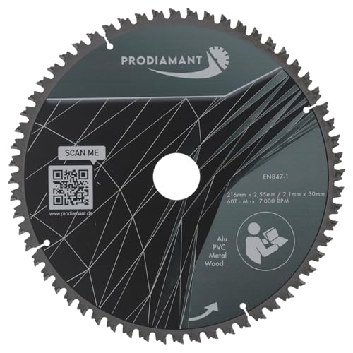 PRODIAMANT Multi Sägeblatt 216 x 30 mm Hartmetallsägeblatt für Holz, Alu, Kunstoff und Laminat mit HM TCT Zähnen für Tischsäge Kappsäge und Kreissäge PRODIAMANT Multi Sägeblatt 216 x 30 mm Hartmetallsägeblatt für Holz, Alu, Kunstoff und Laminat mit HM TCT Zähnen für Tischsäge Kappsäge und Kreissäge von PRODIAMANT