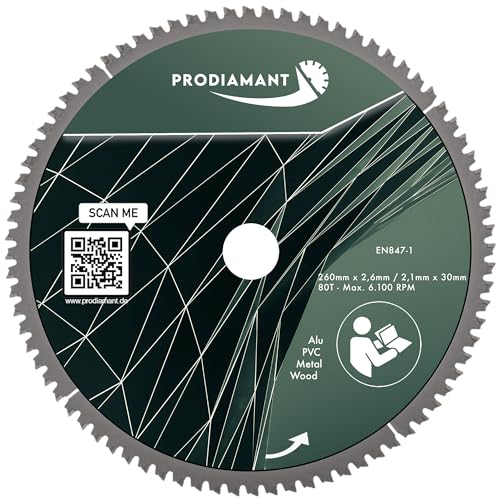 PRODIAMANT Multi Sägeblatt 260 x 30 mm Hartmetallsägeblatt für Holz, Alu, Kunstoff und Laminat mit HM TCT Zähnen für Tischsäge Kappsäge und Kreissäge PRODIAMANT Multi Sägeblatt 260 x 30 mm Hartmetallsägeblatt für Holz, Alu, Kunstoff und Laminat mit HM TCT Zähnen für Tischsäge Kappsäge und Kreissäge von PRODIAMANT