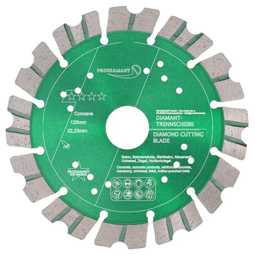 PRODIAMANT Premium Diamant Trennscheibe Concave Turbo 125mm x 22,2mm für Stein Beton Trockenschnitt Diamantscheibe PRODIAMANT Premium Diamant Trennscheibe Concave Turbo 125mm x 22,2mm für Stein Beton Trockenschnitt Diamantscheibe von PRODIAMANT