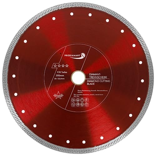 PRODIAMANT Premium Diamanttrennscheibe Fliese Feinsteinzeug 300 mm x 30 mit Ring 25,4 mm 300mm Fliesenscheibe für Tischmaschinen PRODIAMANT Premium Diamanttrennscheibe Fliese Feinsteinzeug 300 mm x 30 mit Ring 25,4 mm 300mm Fliesenscheibe für Tischmaschinen von PRODIAMANT
