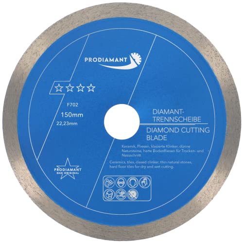 PRODIAMANT Profi Diamant-Trennscheibe PRORIM 150 mm x 22,23 mm kein ausbrechen bei glasierten Fliesen Feinsteinzeug Keramik PRODIAMANT Profi Diamant-Trennscheibe PRORIM 150 mm x 22,23 mm kein ausbrechen bei glasierten Fliesen Feinsteinzeug Keramik von PRODIAMANT