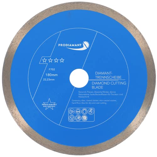 PRODIAMANT Profi Diamant-Trennscheibe PRORIM 180 mm x 22,23 mm kein ausbrechen bei glasierte Fliesen Feinsteinzeug Keramik PRODIAMANT Profi Diamant-Trennscheibe PRORIM 180 mm x 22,23 mm kein ausbrechen bei glasierte Fliesen Feinsteinzeug Keramik von PRODIAMANT