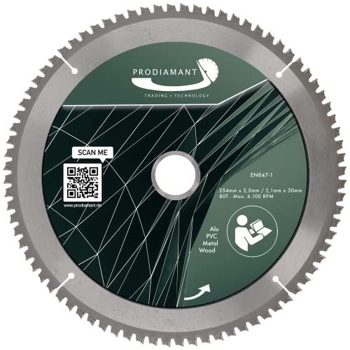 PRODIAMANT Sägeblatt 254mm x 30mm für Holz, Metall & Alu - kompatibel mit Kreissäge gts 10 xc Professional & kgs 254 m - Multi Kreissägeblatt 254 mm mit hochwertigen Hartmetall Zähnen PRODIAMANT Sägeblatt 254mm x 30mm für Holz, Metall & Alu - kompatibel mit Kreissäge gts 10 xc Professional & kgs 254 m - Multi Kreissägeblatt 254 mm mit hochwertigen Hartmetall Zähnen von PRODIAMANT
