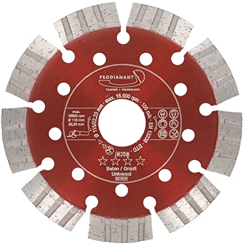 PRODIAMANT Turbo Diamant-Trennscheibe Beton 115mm x 22,23 mm Segmenthöhe 12mm von PRODIAMANT