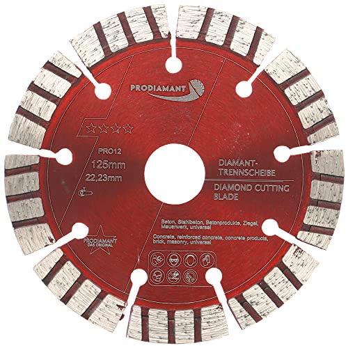 PRODIAMANT Turbo Diamant-Trennscheibe Beton 125mm x 22,23 mm Segmenthöhe 12mm von PRODIAMANT