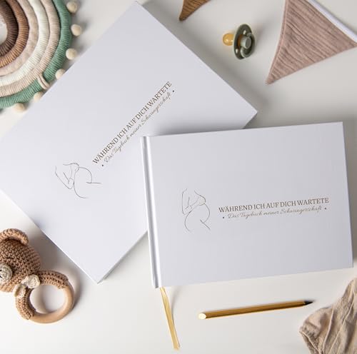 PROENMU® Schwangerschaftstagebuch + Metallischer Bleistift + Geschenkbox mit Magnetverschluss + Aufkleber | geschenk schwangerschaft (Deutsch) von PROENMU