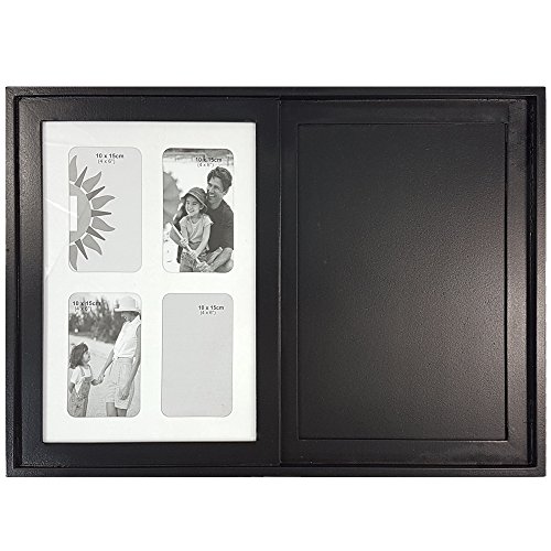 PROHEIM Multi-Bilderrahmen 51 x 37 cm Kreide-Tafel und Foto-Rahmen für 4 Fotos Bilder Collage Galerie aus Holz und Plexiglas (Schwarz), Farbe:Schwarz von PROHEIM