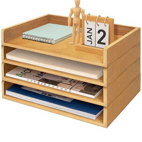 Prolee Stapelbare Papierablage, Holz-Papier-Organizer für den Schreibtisch mit 4 Briefablagen, Papierhalter und Büro-Dokumenten-Organizer für Post-Dokumente, Eiche, 35,6 x 24,1 x 6,3 cm Prolee Stapelbare Papierablage, Holz-Papier-Organizer für den Schreibtisch mit 4 Briefablagen, Papierhalter und Büro-Dokumenten-Organizer für Post-Dokumente, Eiche, 35,6 x 24,1 x 6,3 cm von PROLEE