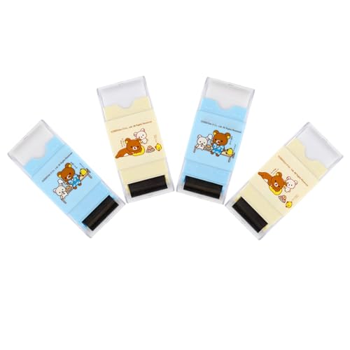 PROMISE FLOURISH Bleistiftspitzer, 4 Stück, Hand-Bleistiftspitzer mit Radiergummi und Rasierrollen, 3-in-1 (Bärmuster) von PROMISE FLOURISH