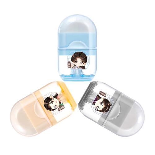 PROMISE FLOURISH Bleistiftspitzer mit Radiergummi, 3 Stück, Mini-Spitzer und Radiergummi, 2-in-1 (Jungfrauenmuster) von PROMISE FLOURISH