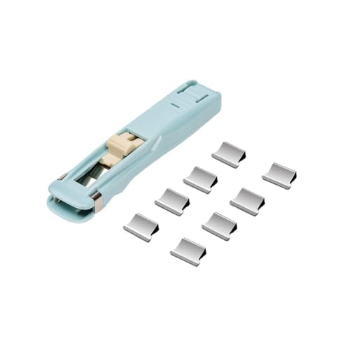 PROMISE FLOURISH Clip Hefter Wiederverwendbarer Tragbarer Handheld-Büroklammerspender, rutschfestes, festes Design, geeignet für Büro, Zuhause, Schule (Hellblau) von PROMISE FLOURISH