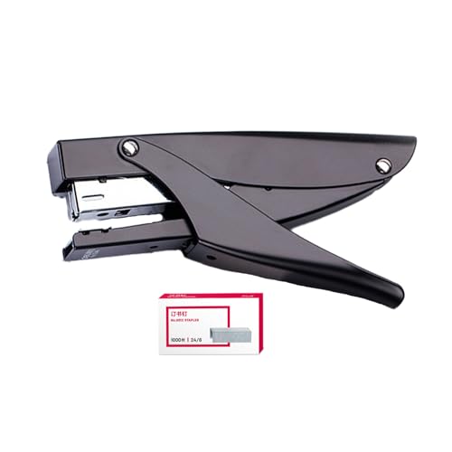 PROMISE FLOURISH Clipper Hefter mit 1000 Heftklammern, Handzange Hefter 20 Blatt Papier, Metall Hefter für Büro Schule Zuhause (Schwarz) von PROMISE FLOURISH