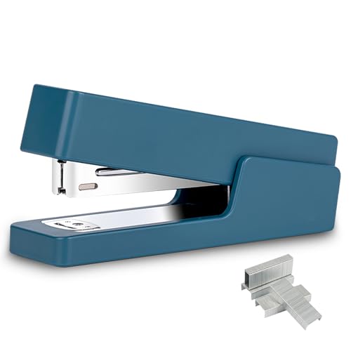 PROMISE FLOURISH Heftgerät mit 1000 Heftklammern, Halbstreifen-Schreibtischhefter für 20 Blatt Kapazität (Blau) von PROMISE FLOURISH