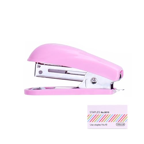 PROMISE FLOURISH Heftgerät mit Heftklammerentferner, Mini-Desktop-Hefter und 1000 Heftklammern (Rosa) von PROMISE FLOURISH