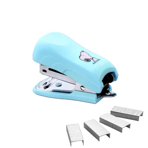 PROMISE FLOURISH Mini Hefter Handhefter mit Klammerentferner und 3 Boxen Heftklammern, Bürohefter für 20 Blatt Kapazität (Blau) von PROMISE FLOURISH