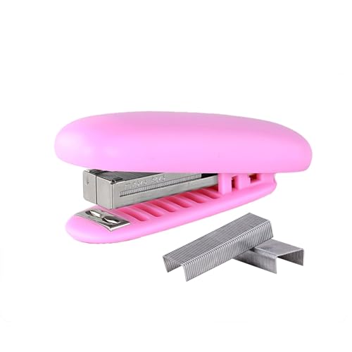 PROMISE FLOURISH Mini Hefter Set, Pocket Portable Hefter mit 20 Blatt Kapazität (Rosa) von PROMISE FLOURISH