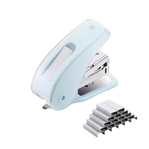 PROMISE FLOURISH Mini-Heftgerät, Schreibtischhefter mit 1100 Heftklammern, eingebauter Heftklammerentferner, Kapazität von 20 Blatt, für Lehrer, Studenten, Arbeiter (blau) von PROMISE FLOURISH