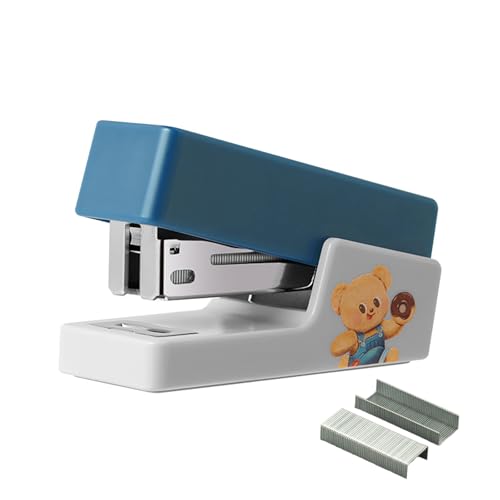 PROMISE FLOURISH Mini-Heftgerät-Set, Cartoon-Heftgerät mit 830 Heftklammern (blau) von PROMISE FLOURISH