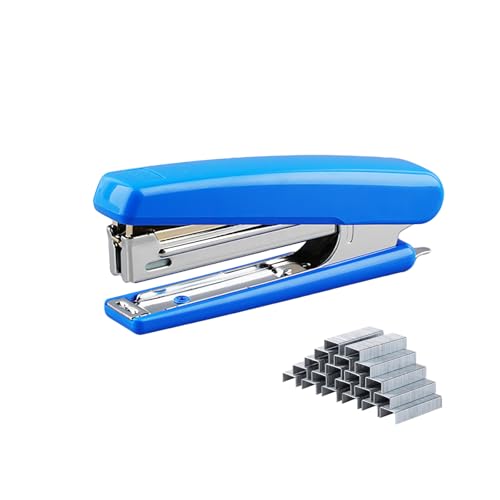 PROMISE FLOURISH Mini-Heftgerät mit Heftklammerentferner, 1000 Standardklammern, staufreies Heftgerät-Set für Büro, Schule, Zuhause (Blau) von PROMISE FLOURISH