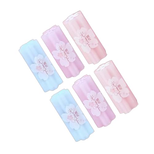 PROMISE FLOURISH Radiergummi-Set mit Kirschblüten, 6 Stück, farbiger Gummi für Schule, Zuhause, Büro (Zylinder) von PROMISE FLOURISH