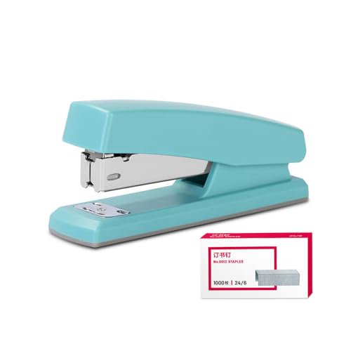 PROMISE FLOURISH Schreibtischhefter mit 1000 Heftklammern, rutschfester Hefter für 20 Blatt Kapazität (blau) von PROMISE FLOURISH