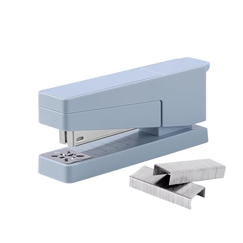 PROMISE FLOURISH Schwenkhefter mit Ablagefach, 360 Grad drehbarer Schreibtischhefter mit 1000 Heftklammern (blau) von PROMISE FLOURISH
