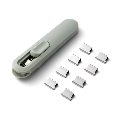 PROMISE FLOURISH Tragbarer Handklammer, minimalistischer Clipschieber mit 8 Edelstahl-Metall-Nachfüllklammern für Schreibtischakten, Büro, Zuhause, Schule (Grün) von PROMISE FLOURISH