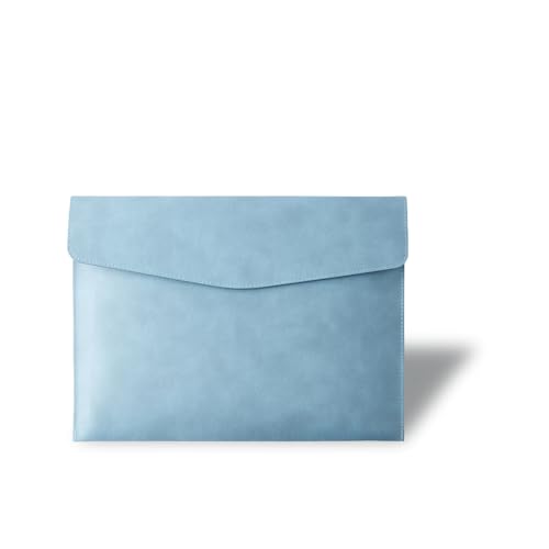 PROMOTEUP Portadocumenti in PU-Leder A4 und A5 mit Metallknopf, 100 Blatt Kapazität, Dokumentenmappe für Büro, Auto-Organizer, Vintage Design, Wasserdicht（Blau） von PROMOTEUP