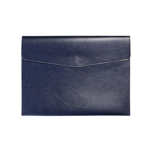 PROMOTEUP Dokumentenmappe A4 Leder, Hochwertige PU Dokumententasche mit Magnetverschluss,Wasserdicht, robust & stilvoll, Platz für 100 A4-Blätter, Perfekt für Büro, Business & Reisen(Dunkelblau) von PROMOTEUP