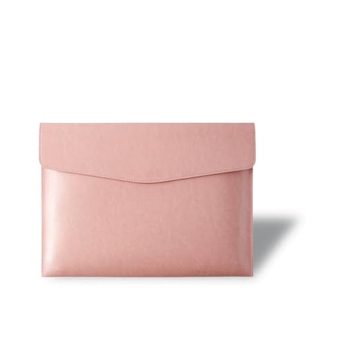PROMOTEUP Portadocumenti in PU-Leder A4 und A5 mit Metallknopf, 100 Blatt Kapazität, Dokumentenmappe für Büro, Auto-Organizer, Vintage Design, Wasserdicht（Rosa） von PROMOTEUP