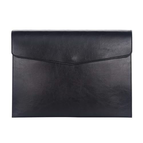 PROMOTEUP Portadocumenti in PU-Leder A4 und A5 mit Metallknopf, 100 Blatt Kapazität, Dokumentenmappe für Büro, Auto-Organizer, Vintage Design, Wasserdicht（Schwarz） von PROMOTEUP