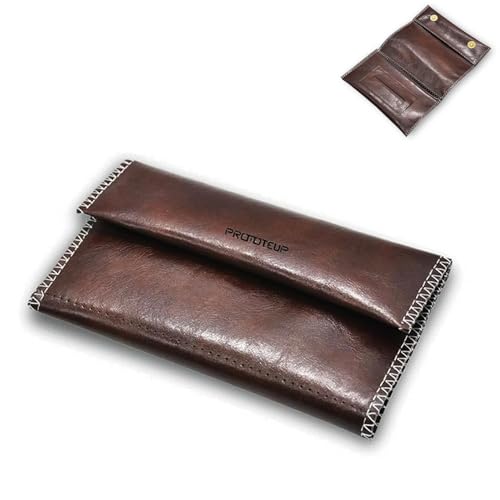 PROMOTEUP Tabakbeutel aus PU-Leder für Drehpapier und Filter | Magnetverschluss | Kompakt und funktional | Inklusive Paper Pocket und Reißverschlussfach（Braun） von PROMOTEUP