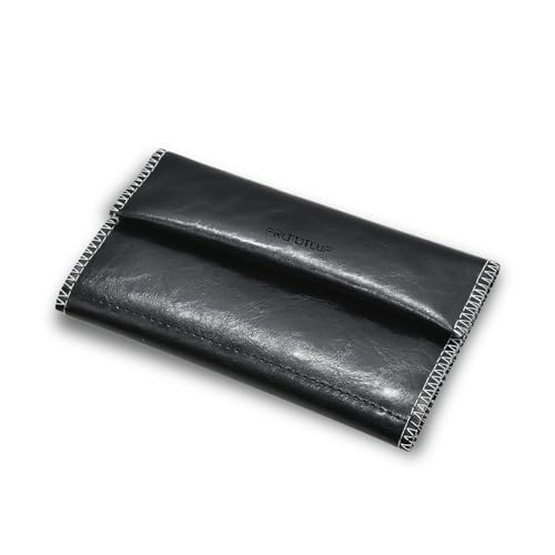 PROMOTEUP Tabakbeutel aus PU-Leder für Drehpapier und Filter | Magnetverschluss | Kompakt und funktional | Inklusive Paper Pocket und Reißverschlussfach（Schwarz） von PROMOTEUP