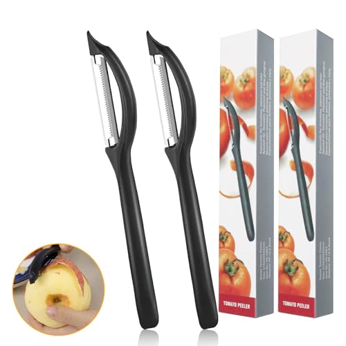 PROPOG 2 Stück Sparschäler, Kartoffelschäler Edelstah Schäler Küche Sharp Gemüseschäler Zackenschliffklinge Kartoffelschälmesser Gemüse und Obst (Schwarz) von PROPOG
