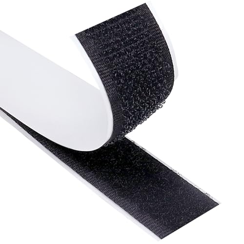 PROPOG Klettband Selbstklebend Extra Stark, 8M Klettverschluss Selbstklebend Schwarz Doppelseitige Klett Klebeband 20mm Velcro Tape Hinterlässt Keine Spuren für Heim Bürodekoration Heimwerker von PROPOG