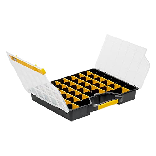 PROREGAL SuperSparSet 5x Sortimentskasten EuroPlus Basic | HxBxT 7,2x46,5x37,5cm | Schwarz-Transparent-Gelb | Sortimentskasten, Kleinteilemagazin, Sortierbox, Werkzeugkasten von PROREGAL