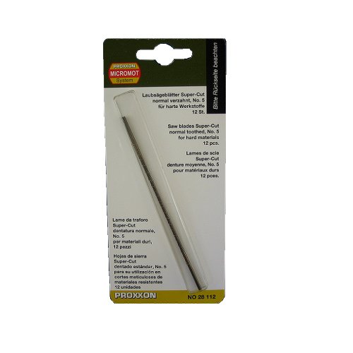 PROXXON 28112 Spuer Cut Feinschnitt Sägeblätter OHNE Querstift normal verzahnt, 12 Stück Laubsägeblätter für harte Werkstoffe wie Eisen, Pertinax PROXXON 28112 Spuer Cut Feinschnitt Sägeblätter OHNE Querstift normal verzahnt, 12 Stück Laubsägeblätter für harte Werkstoffe wie Eisen, Pertinax von PROXXON