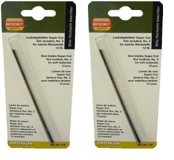PROXXON 28118 Super-Cut Laubsägeblätter fein verzahnt ohne Querstift 12 Stück (Packung mit 2) von PROXXON