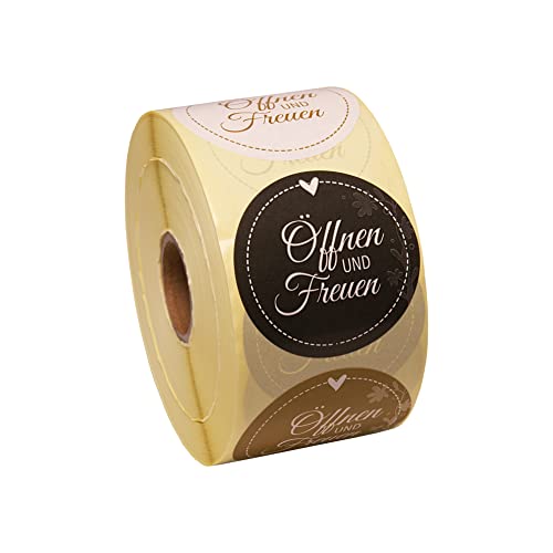 Rollenetiketten 50x50mm (Öffnen und Freuen) - 1000 Stück auf Rolle von PROlac Beschriftungen