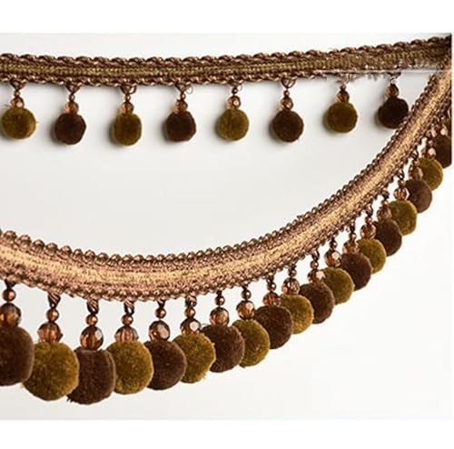 1 Meter Perlenquasten-Fransenbesatz – Eleganter Bommelballbesatz for Heimdekoration, DIY-Näharbeiten, Sofa(Currant) von PRPRP