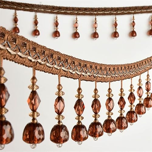 1 Meter Perlenquasten-Fransenbesatz for Heimwerkerarbeiten, hängende Perlen for Vorhänge, Tischdecken- und Lampenschirmdekor(Dark Curry) von PRPRP