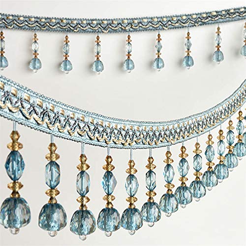 1 Meter Perlenquasten-Fransenbesatz for Heimwerkerarbeiten, hängende Perlen for Vorhänge, Tischdecken- und Lampenschirmdekor(Peacock Blue) von PRPRP