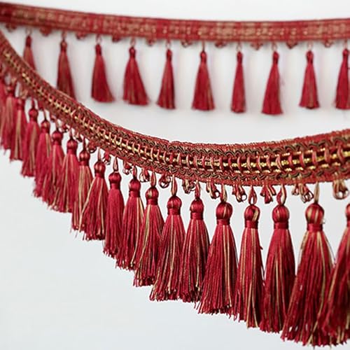1 Meter dekoratives Spitzenband mit Quastenbesatz und Fransen for Nähen, for Vorhänge und Tischdecken – elegante Heimdekoration(Red) von PRPRP