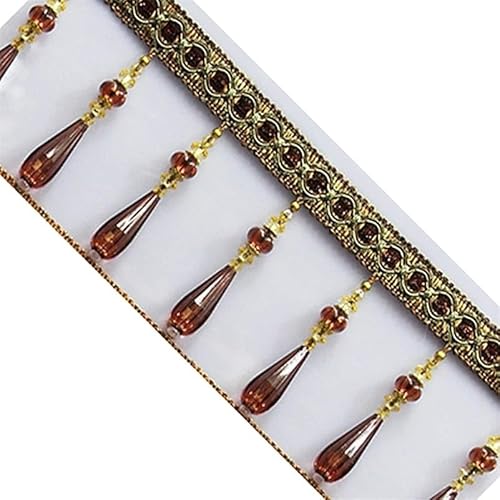 1 Meter geflochtene Perlenquasten-Fransenborte for Vorhänge – elegante DIY-Heimdekor-Nähzubehör(Crimson) von PRPRP