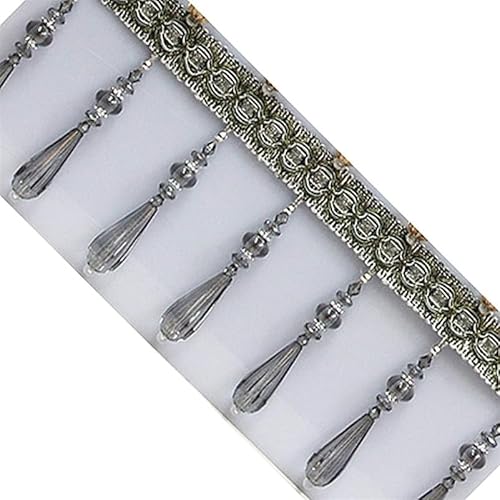 1 Meter geflochtene Perlenquasten-Fransenborte for Vorhänge – elegante DIY-Heimdekor-Nähzubehör(Gray) von PRPRP
