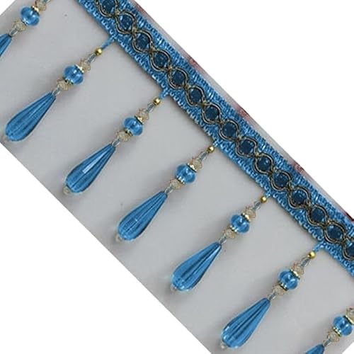 1 Meter geflochtene Perlenquasten-Fransenborte for Vorhänge – elegante DIY-Heimdekor-Nähzubehör(Light Blue) von PRPRP